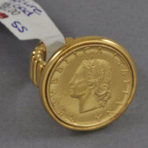 NWT Italian Silver Sterling 200 Lire Coin Tubogas Ring Size 7